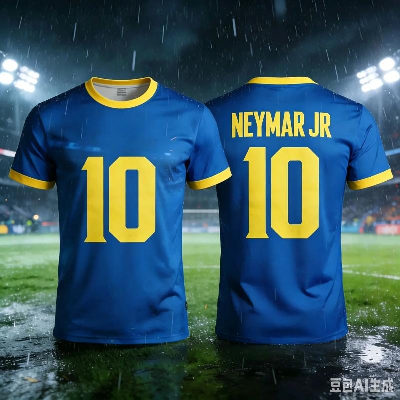Neymar's Summer 3D Printed Family Sportswear Football Jersey T-shirt Is Quick-drying and Breathable Suitable for Sports Wear
