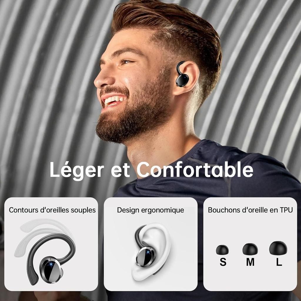 Q38 Ear Hook Wireless Bluetooth 5.2 Earphones with Smart Digital Battery Display
