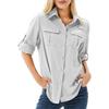Camicia da Donna Casual a Maniche Corte Traspirante, Elastica, Asciugatura Rapida, con Zip, Colletto Reversibile e Tasca