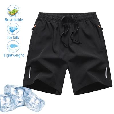 Men's Sports Casual Shorts Summer Ice Silk Short Pants Men Lightweight Reflective Stripes
