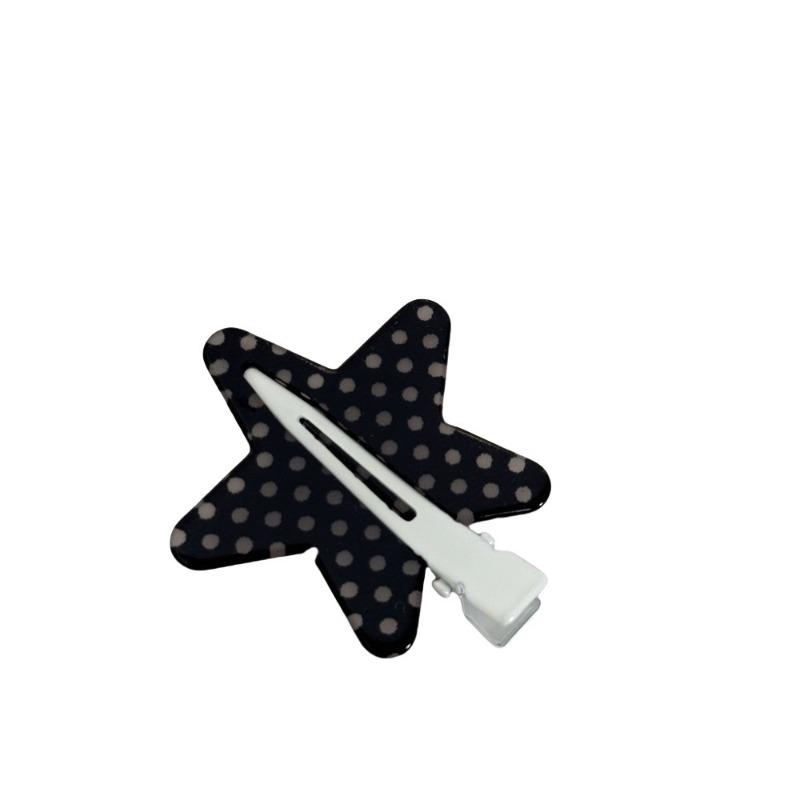 1pair Academy Style Bangs Clips Black White Polka Dot Hairclip Texture Side Clip Hairclip Sweet and Cute Side Clip Hairaccessory