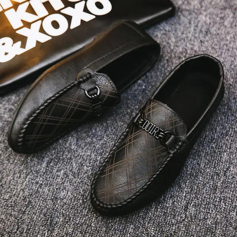 Módní Pánská Ležérní Obuv s Plochou Špičkou, Protiskluzová a Vodotěsná, Pánská Kožená Obuv v Akci, Luxusní Výprodej, Společenská Móda 2024, PU Na