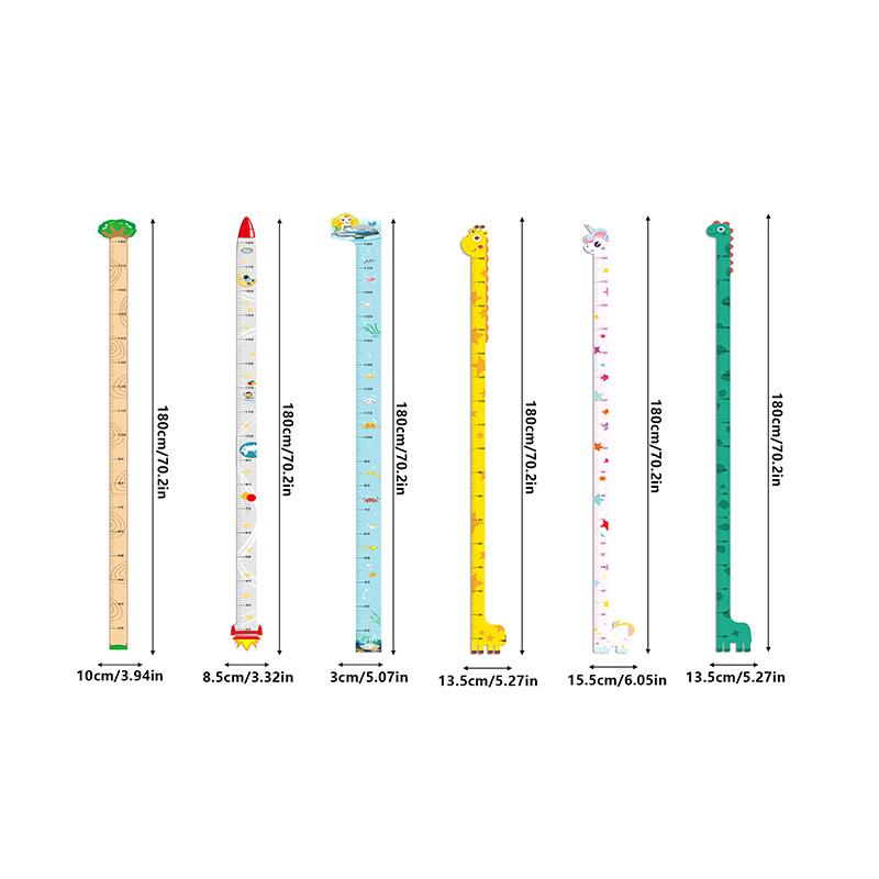 Cartoon Animals Height Measure Wall Sticker Dinosaur  For Kids Room Nursery Child Growth Ruler Growth Chart