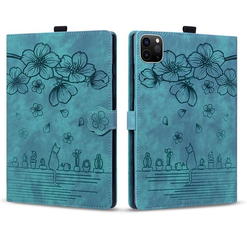 iPad Air 13-inch 2025 Leather Case, Cherry Blossom Cat Design, Card Slot, Stand Compatible with iPad 10.9 and Pro 11-inch