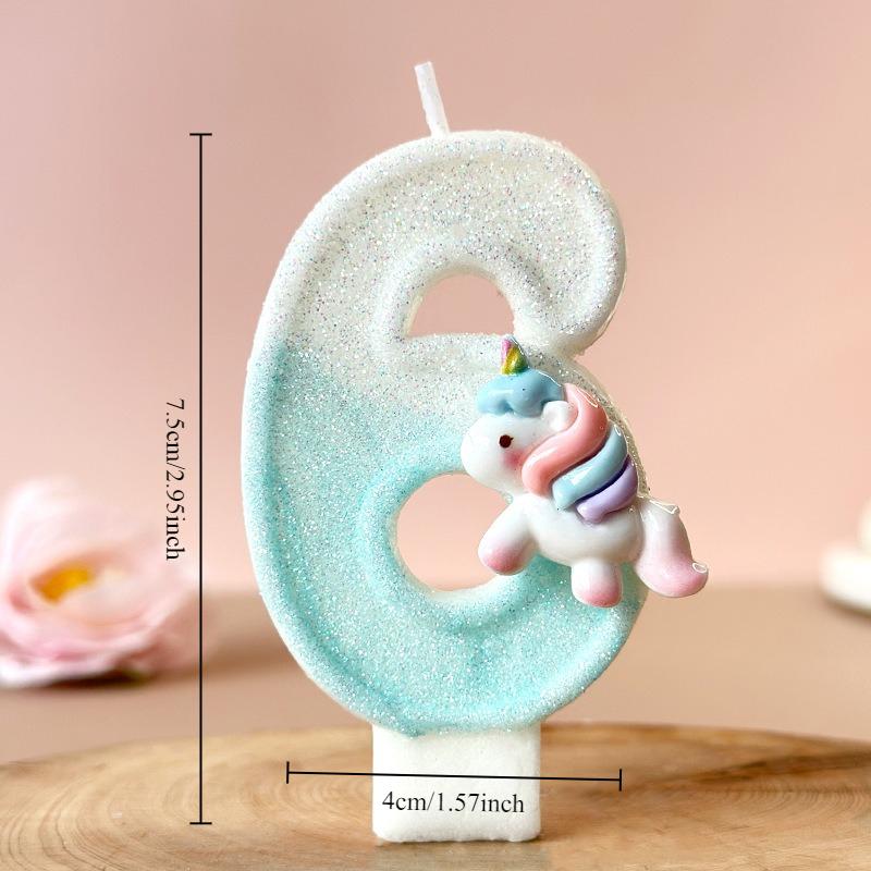 Cartoon Unicorn Digital Candle Birthday Candle Party Festival Cake Decoration Atmosphere Props