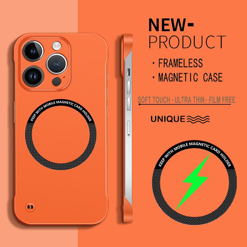 

Ultra Thin Hard PC Frameless Magnetic For Magsafe Case For iPhone 16 15 14 13 12 11 Pro Max Plus Wireless Charging Matte Cover For iPhone11