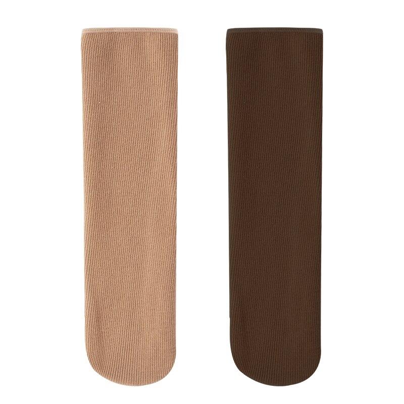 2 par damstrumpor för vintern, stickade, förtjockade, enfärgade, varma, andningsbara, mellanhöga, avslappnade golvstrumpor