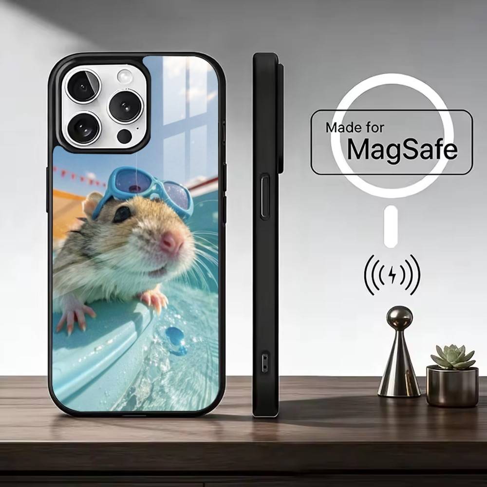 C-Cute Gym Hamster Phone Case For iPhone17,16,15,14,13,12,11 Plus,Pro Max Magnetic For Magsafe Wireless Charging