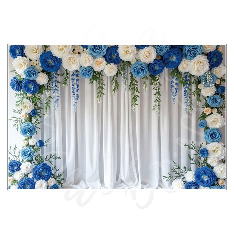 Birthday, Wedding and Engagement Party Backdrop Fabric, Luxurious Curtains, Gauze Drapes, Flowers, Photo Backdrop Fabric