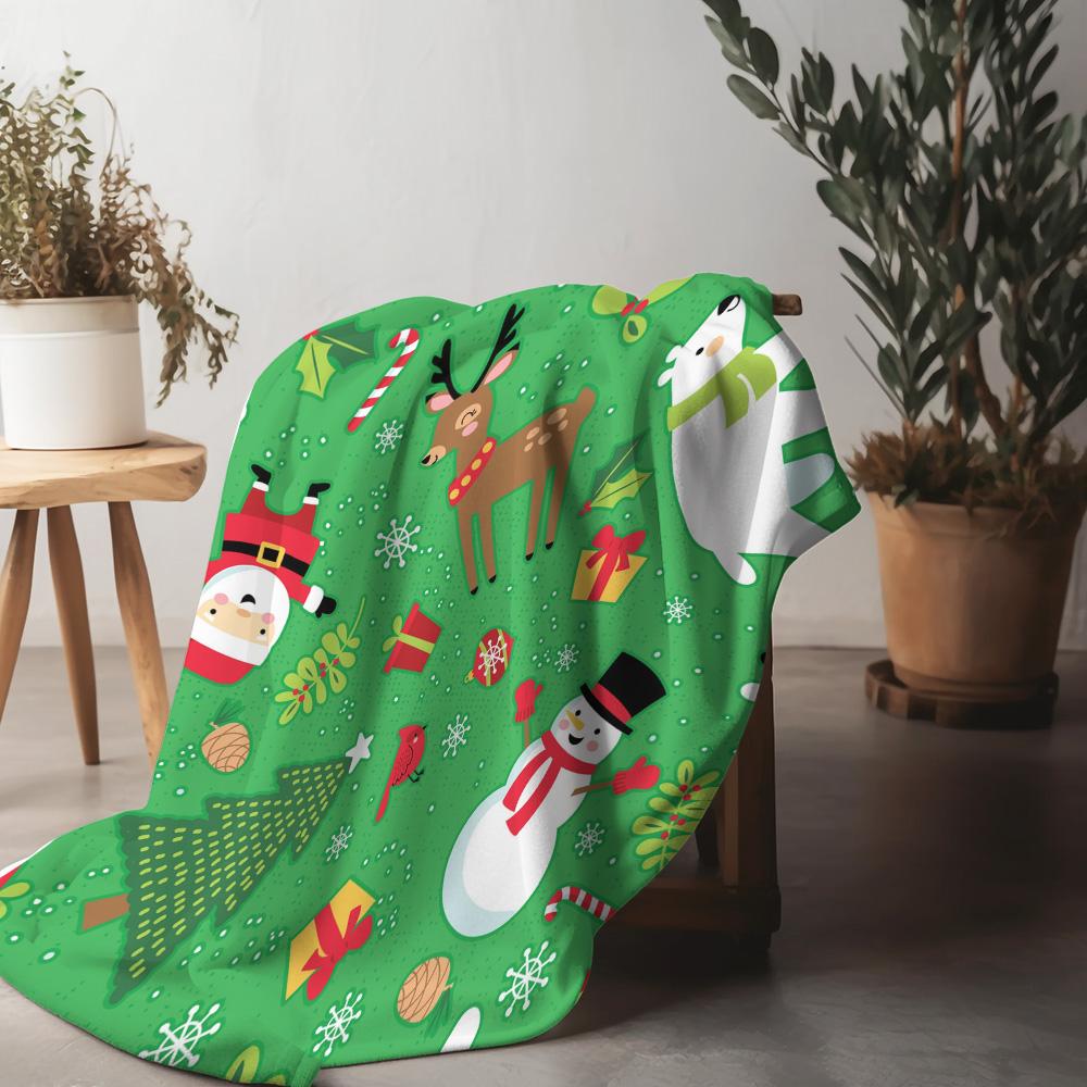 

Christmas Flannel Blanket Soft Cozy Throw Blanket Holiday Home Decor Gift Festive Winter Warm Bedspreads 75x90cm