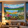 Watercolor Style Vibrant Floral Landscape Tapestry Wall Hanging Bohemian Home Decor Living Room Bedroom Art Print