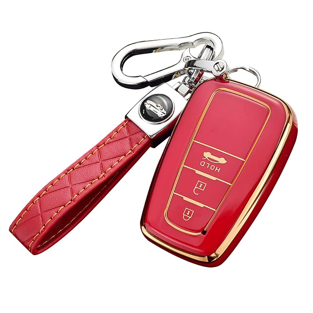 

Чехол для смарт-ключа Toyota, Чехол для ключа, Держатель для ключа, Стильный, Высококачественный, Устойчивый к царапинам, Защита от падений, 3 buttons красный