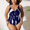 Costume da bagno intero bikini stampato con scollo a V taglie forti europee e americane