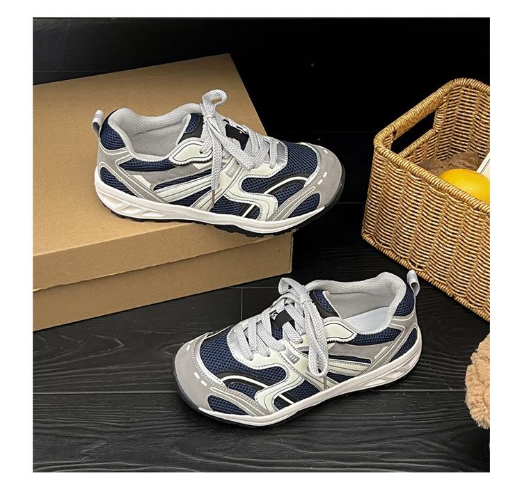 Mesh Platform German Training Shoes Women's 2025 Autumn New Round Head Ugly Cute Inner Height Increase Sports Shoes Dad Shoes Women's Shoes