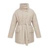 Autumn Winter Women Stand Collar Cotton Coat Medium Long Belted Jacket with Irregular Button Design Temperament