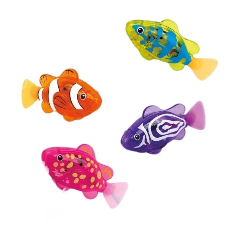 4PCS Electric Motion Sensing Floating Fish Toy Glowing Water Activated Bath Time Swimming Toy Childrens Gifts