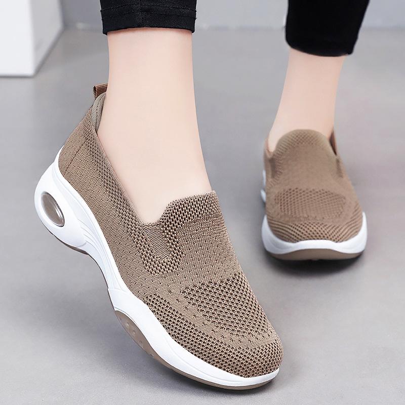 Changfengshu Women's shoe processing Customized platform shoes Soft sole Comfortable air cushion shoes Flying woven casual shoes Breathable heighteni