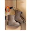 Women's Winter Mid Tube Fleece Anti Cold Anti Slip Wear Resistant And Warm Rain Shoes