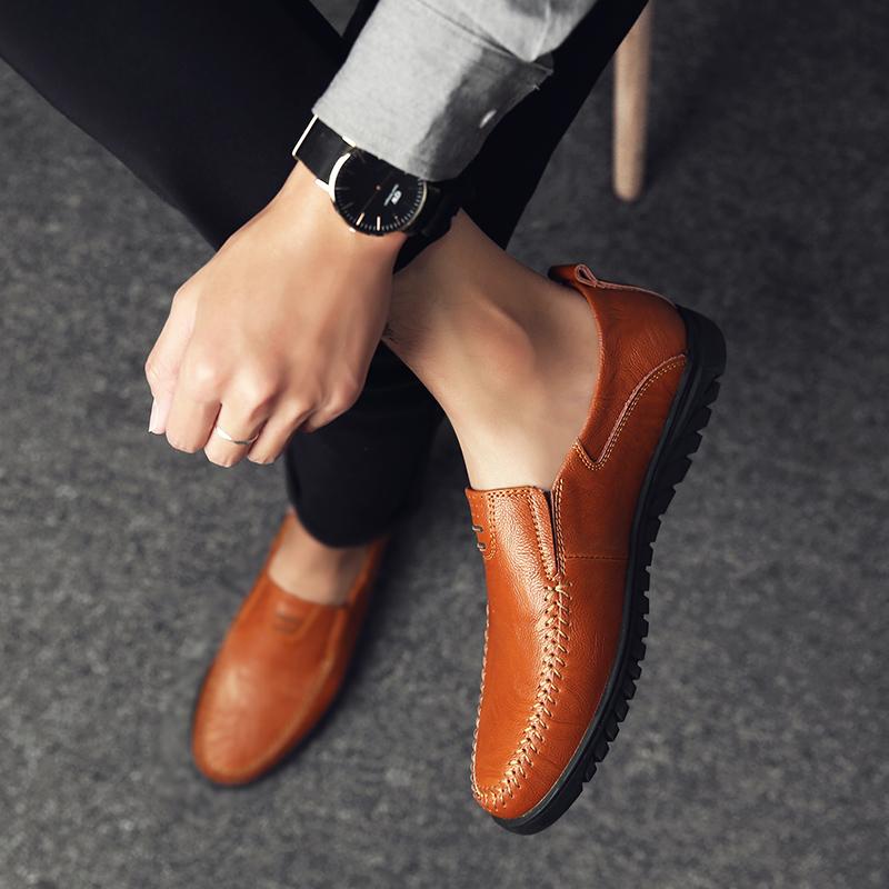 39-47 Pánské kožené boty Lehké mokasíny Ležérní ploché boty mokasíny Řidičské boty