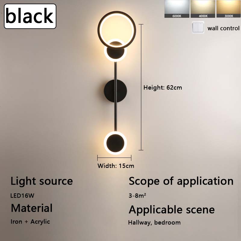 

Скандинавский креативный настенный светильник, простая гостиная, коридор, проход, вход, фоновая настенная лампа, спальня, прикроватные лампы three-colored light