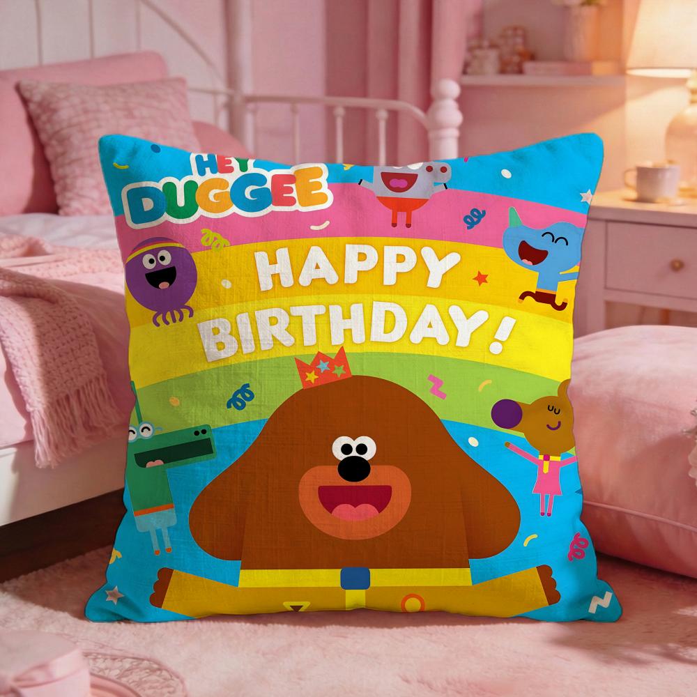 Hey DDuggees Cute Cartoon Cushion Cover Premium Comfort Reversible Pillow Cove Two In One Design For Any Room  Car Interior