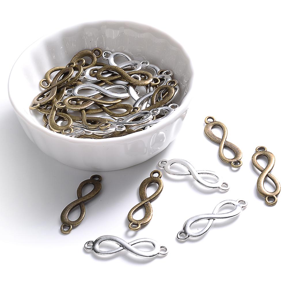 100Pcs Antique Metal Infinite Shape Beads 8 Forever Sign Spacer Beads For Jewelry Making Bracelet Necklace Findings Supplies