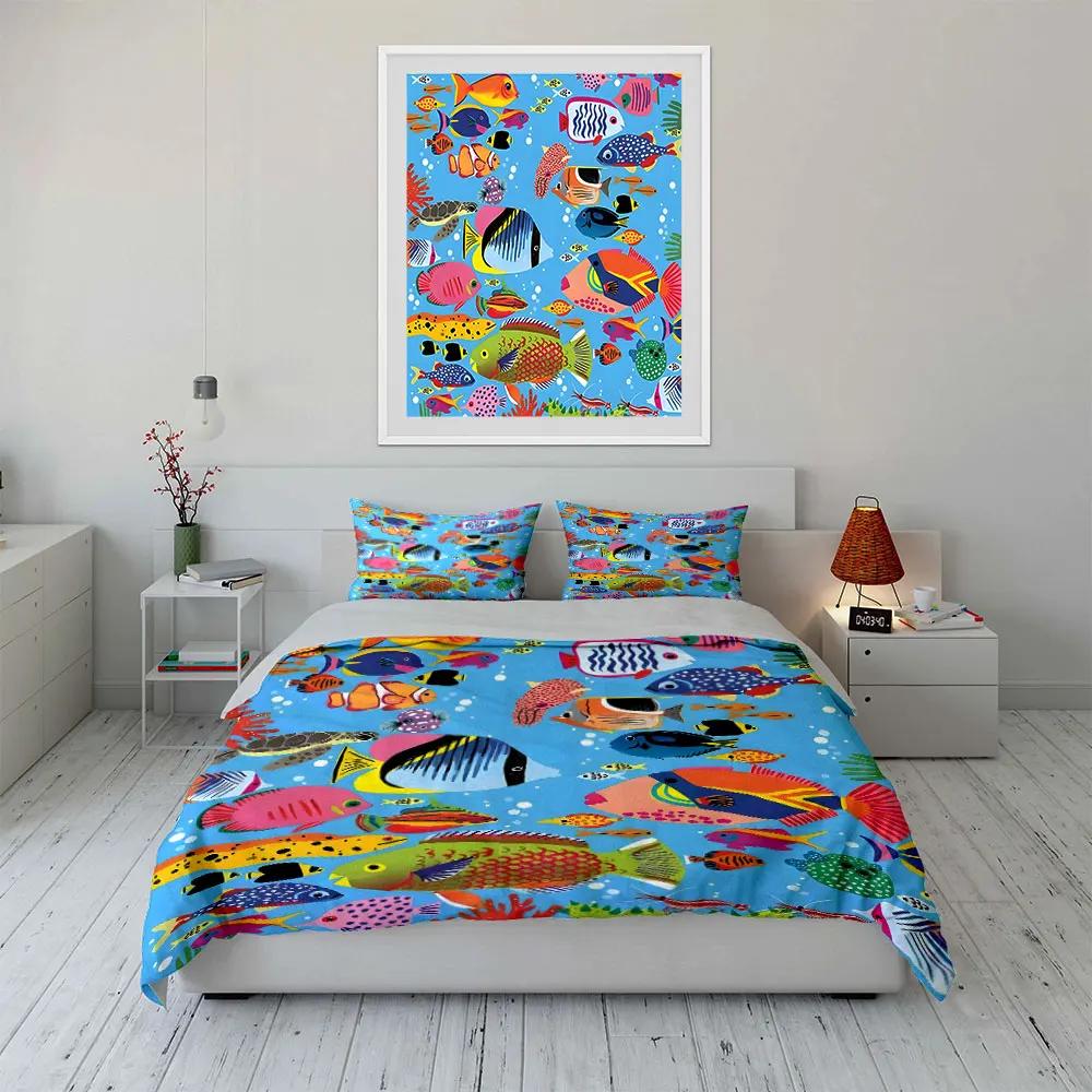 """Buntes Meeres-Thema Bettwäsche-Set"" Mehrere Größen Kinder- und Schlafzimmer für Erwachsene Exquisites 3-teiliges Bettwäsche-Set Geschenk"""