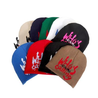 Popular Letter Jacquard Beanie Hat for Female Y2K Girl Winter Autumn Hat Cool Girl Crochet Hat Soft Breathable Skull Cap