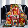 1pc. Christmas Winnie The Pooh Postage Stamps Design Blanket, Home Decorative Throw Blanket for All Seasons, Cute Cartoon Gift Idea for frie