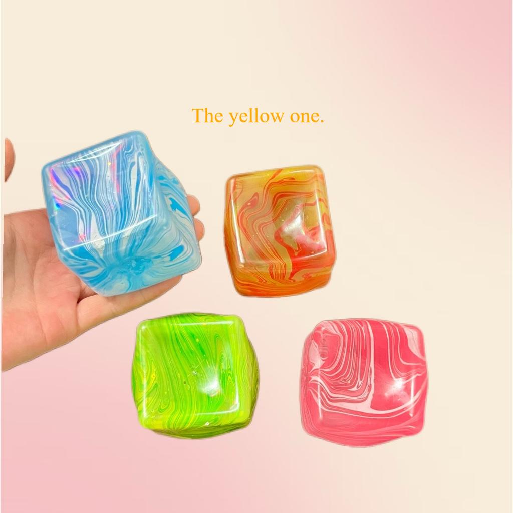 Swirl Marble Ice Cube Maltose Extrusion Toy Slowly Rising Cube Little Tricks Decompression Soft Toy. Squishy