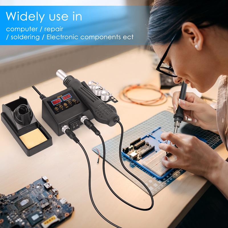 Soldering Station Digital Temperature Adjustable 2 In 1 SMD Solder Iron Hot Air Heat Gun Welding Rework For PCB IC Repair Tools