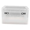 Clear Storage Box Foldable Stackable 3 Sides Opening Transparent Organizer Bin with Wheels for Books Clothes M (55L)