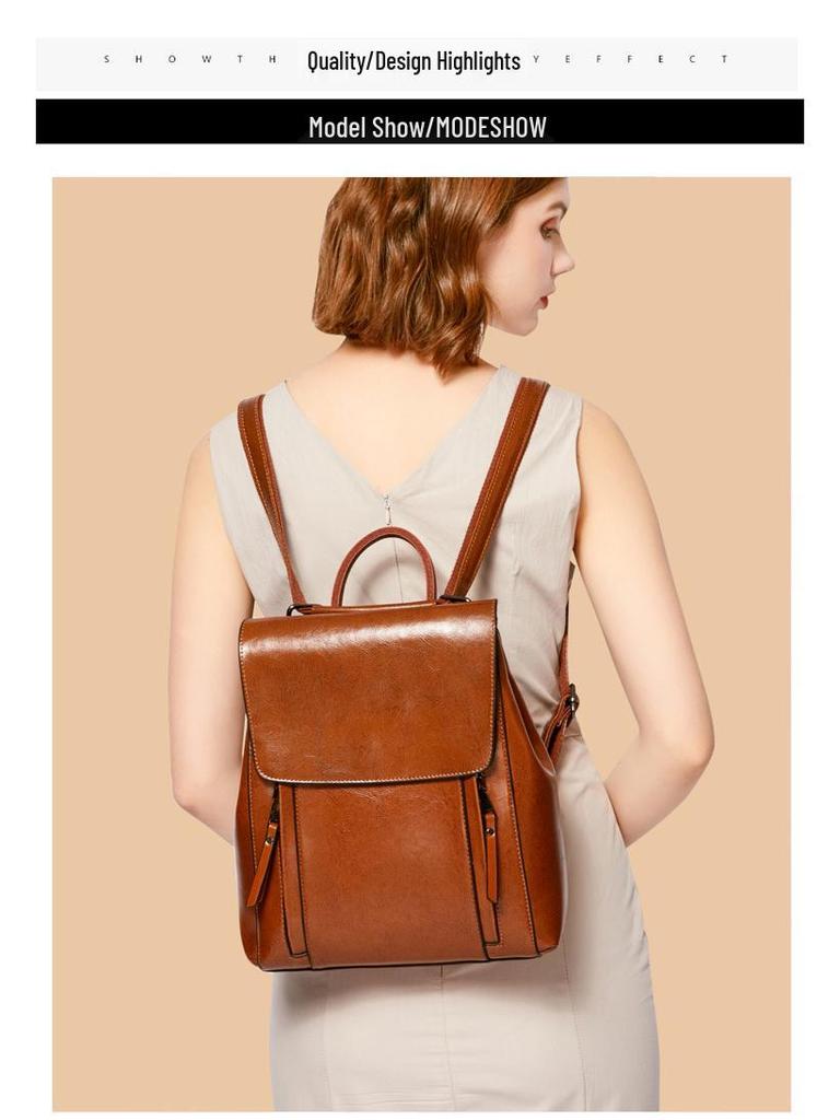 Zaino Retrò da Donna in Vera Pelle 2026 - Nuova Tendenza Moda, Borsa da Scuola ad Alta Capacità