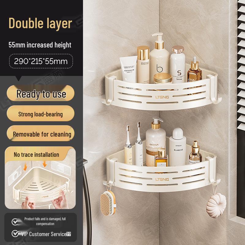 Punch-Free Traceless Wall-Mounted Bathroom Corner Shelf