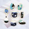 Iridescent Starry Sky Enamel Brooch: Cartoon Lapel Pin in Test Tube, Wine Glass, and Milk Shapes for Men & Women