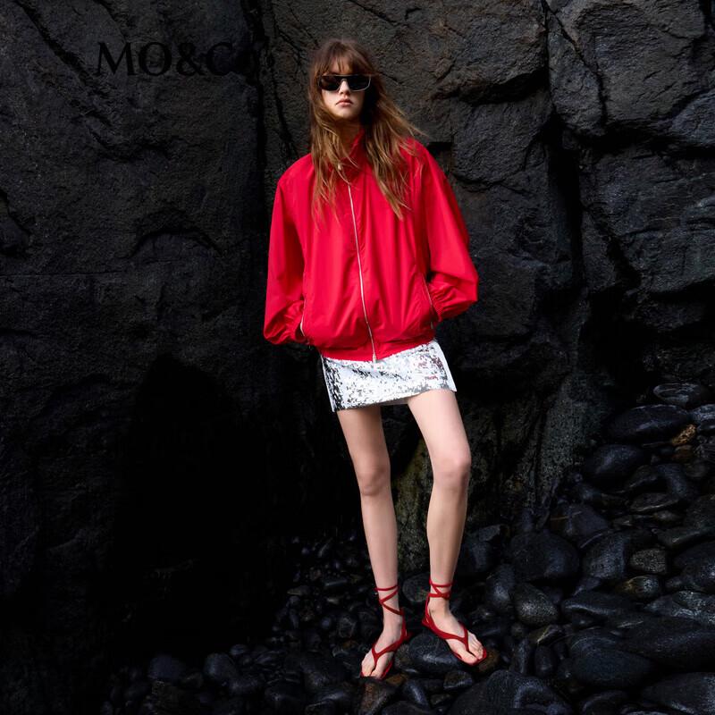 

MO&Co. 2025 Весенняя спортивная куртка с воротником-стойкой и двойной молнией M