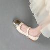 French shallow soft leather single shoes 2025 new fashion temperament square head small fragrant leather shoes versatile Mary Jane women's shoes