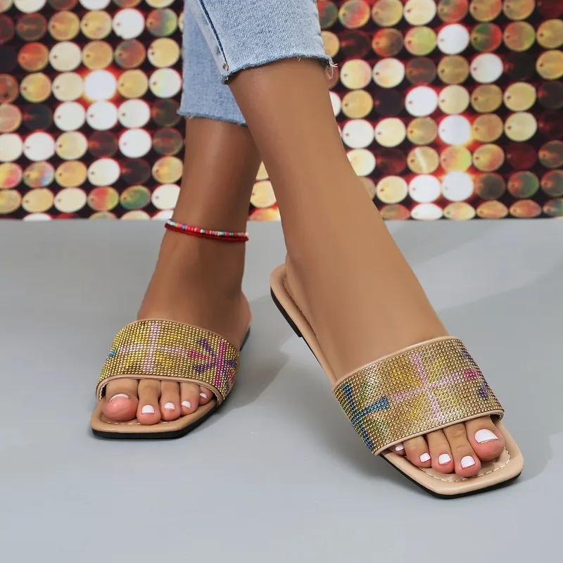 

Летние модные женские шлепанцы черного и белого цвета, дизайнерские брендовые женские туфли на плоской подошве с открытым носком, домашние шлепанцы, повседневные сандалии 43 хаки