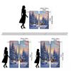 Piece Set High Definition Digital Printed Curtainwinter Snowy Forest Cabin Warm Light Curtainshome Decoration St Curtain Polyester With Rod Pocket