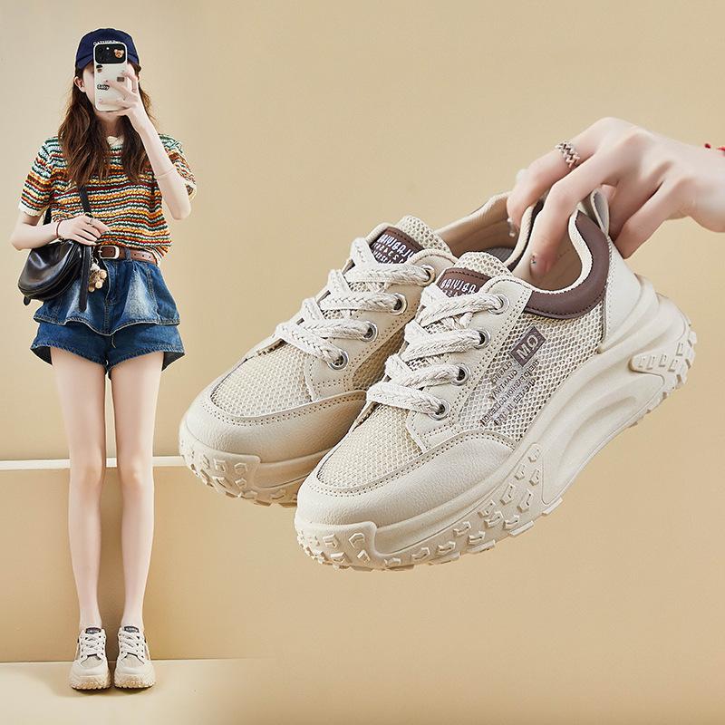 Women Vulcanized Shoes Korean Style New Dad Shoes Women Summer Student Running Sports and Leisure Mesh Breathable Shoes