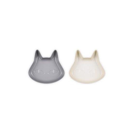 Le Creuset Plate Mini Cat (Set 2) Mist Gray/Meringue Microwave Dishwasher Oven Safe