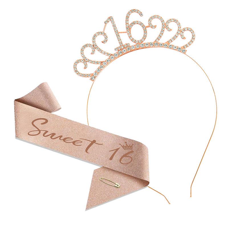 Cross-Border Digital Birthday Crown Set: Headdress, Party Shoulder Strap & Etiquette Belt Photo Prop for Girls