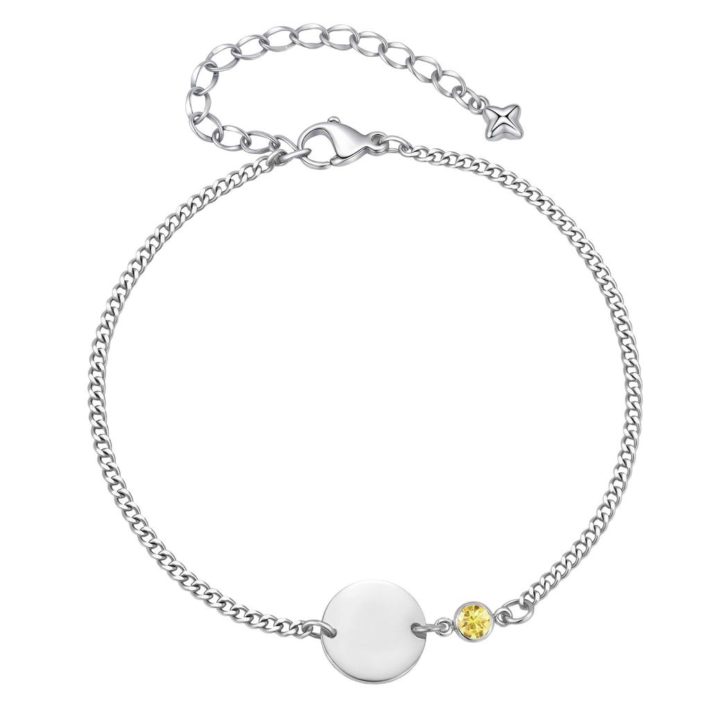 Personalized Zircon Initial Charms Bracelet with Birthstone, Free Custom Engrave Name Bracelet, Birthday Jewelry For Women