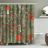 Green Mushroom Bath Mat Creative Mushroom Shower Curtain With Leaf Design For Bathroom Decor In Green Red Colors |