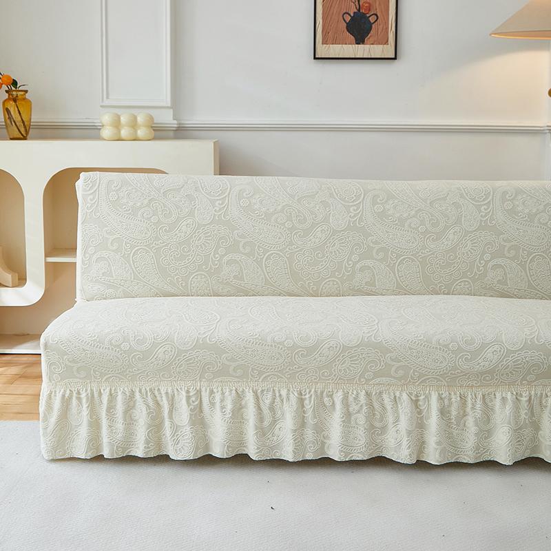 Armless Futon Cover Stretch Sofa Bed Slipcover Protector Elastic Feature Rich Textured High Spandex Small Checks Jacquard
