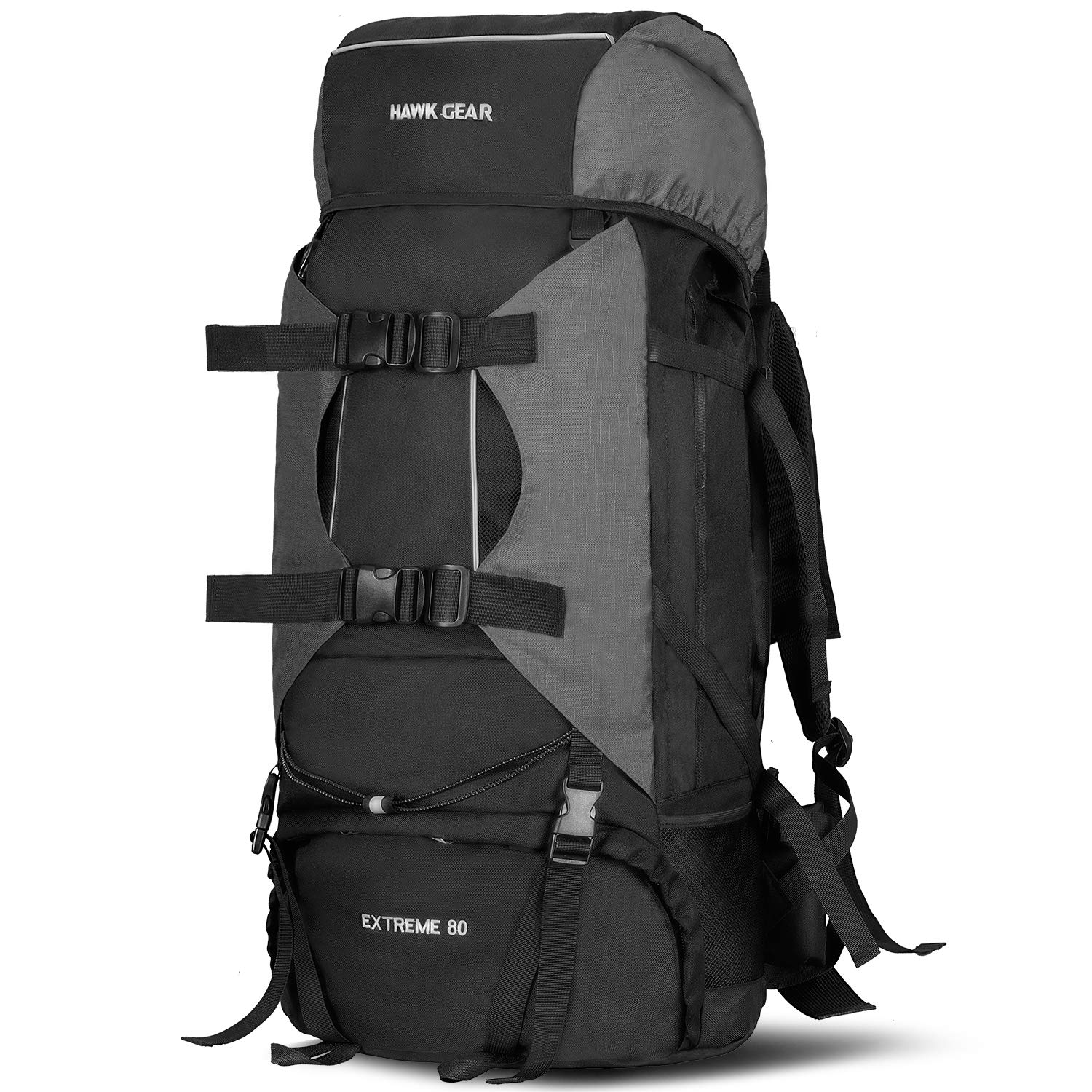 

Sports Backpack 80L Large Capacity Waterproof Outdoor Disaster Prevention Disaster Climbing Travel [World Online] [HAWK GEAR] (Dark Gray)