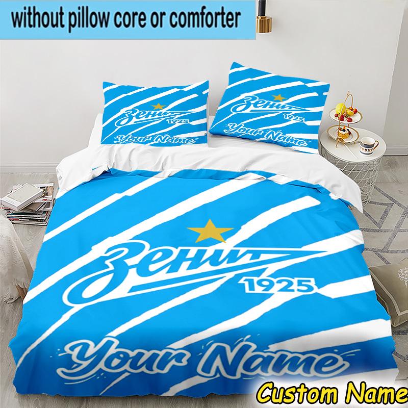 Custom Name Zenit Football Bedding Set 3PCS Duvet Cover Closure Includes 1 Duvet Cover & 2 Pillowcases for All Seasons Bedroom Decor