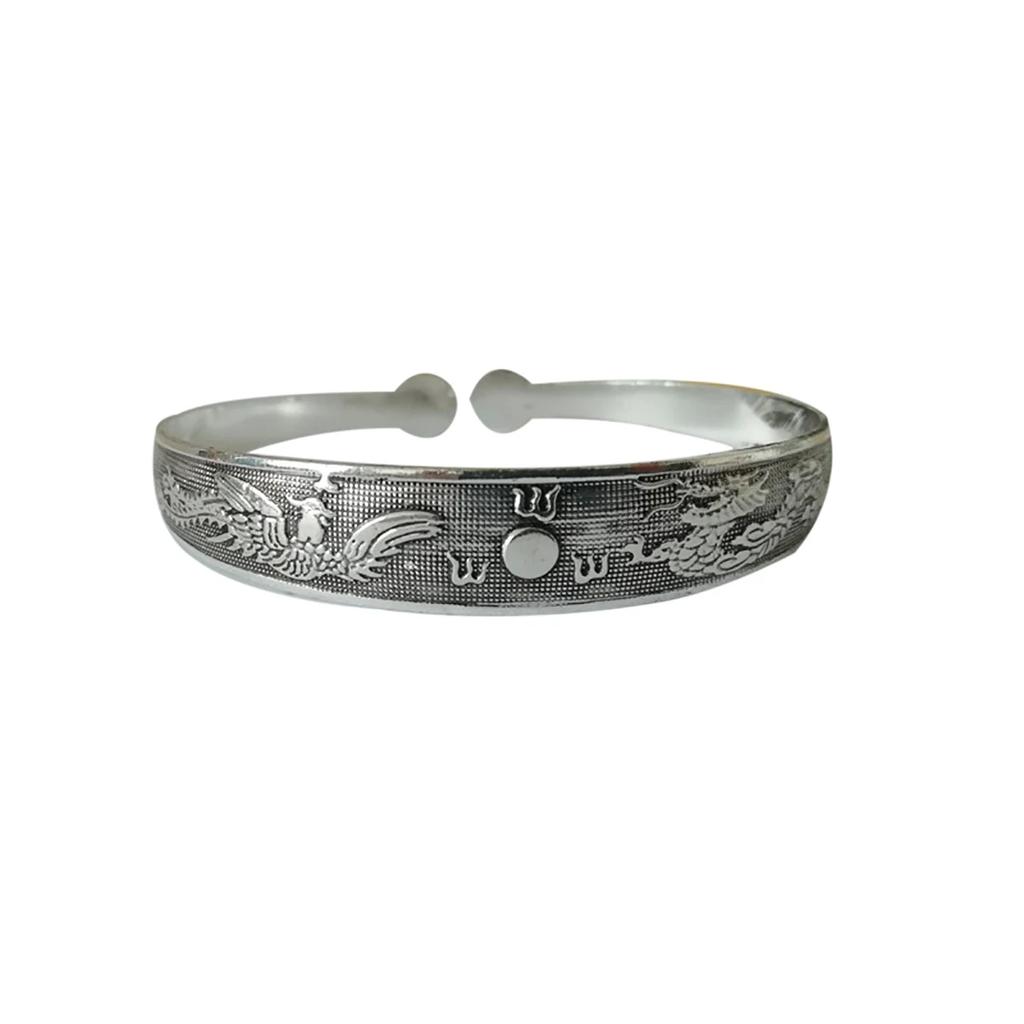 New Retro Cuff Bracelets Tibetan Silver Metal Carving Fish Elephant Flower Bangles Vintage Gypsy Jewelry Female Gifts