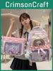 Cute Style Nylon School Backpack With Waterresistant Fabric And Arching Shoulder Straps