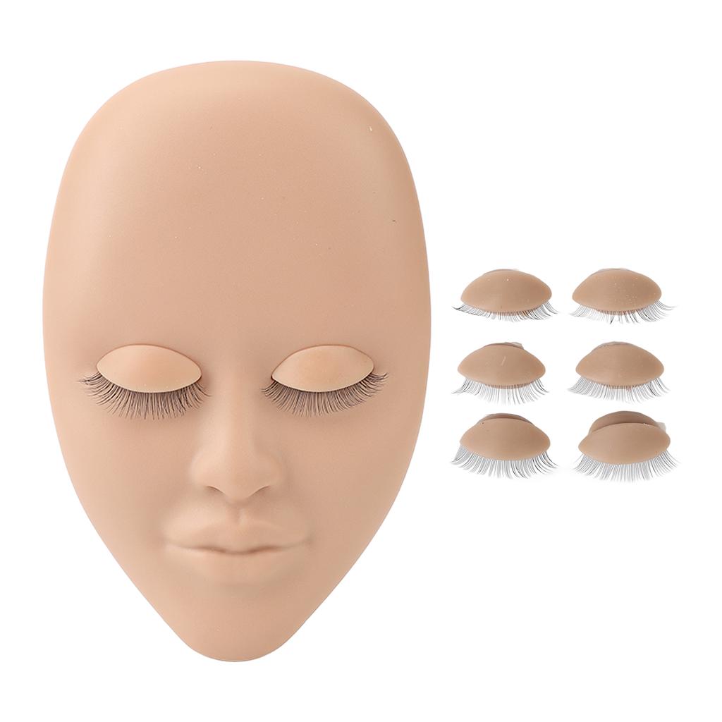 Eyelash Mannequin Head Makeup Lash Extension Training Practice Head with 3 Pairs Removable Eyelids
